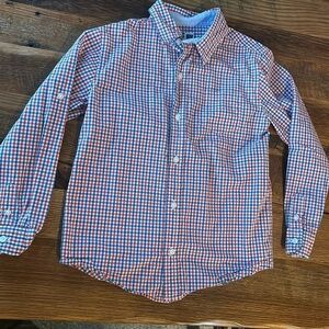 Janie and Jack Teal & White Gingham Long Sleeve Cotton Button Down Shirt